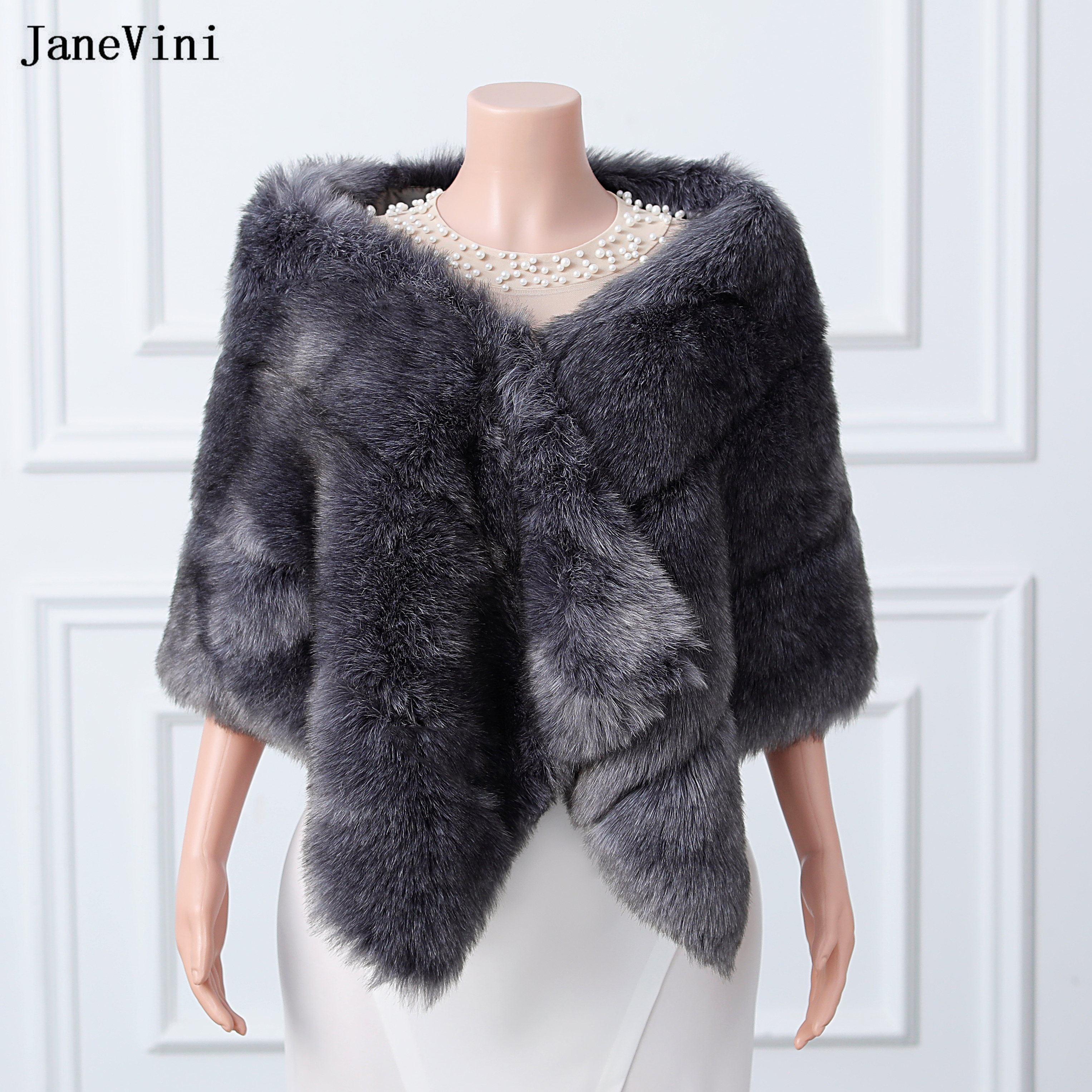 Stole Wedding Shawl - JaneVini High Quality Dark Gray Bridal
