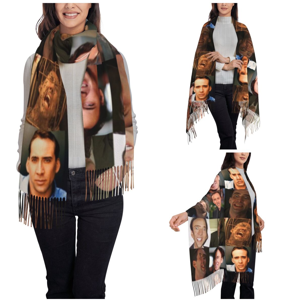 Nicolas Cage Funny Face Meme S - Pashmina Wrap Large incelemesi ve fiyatı