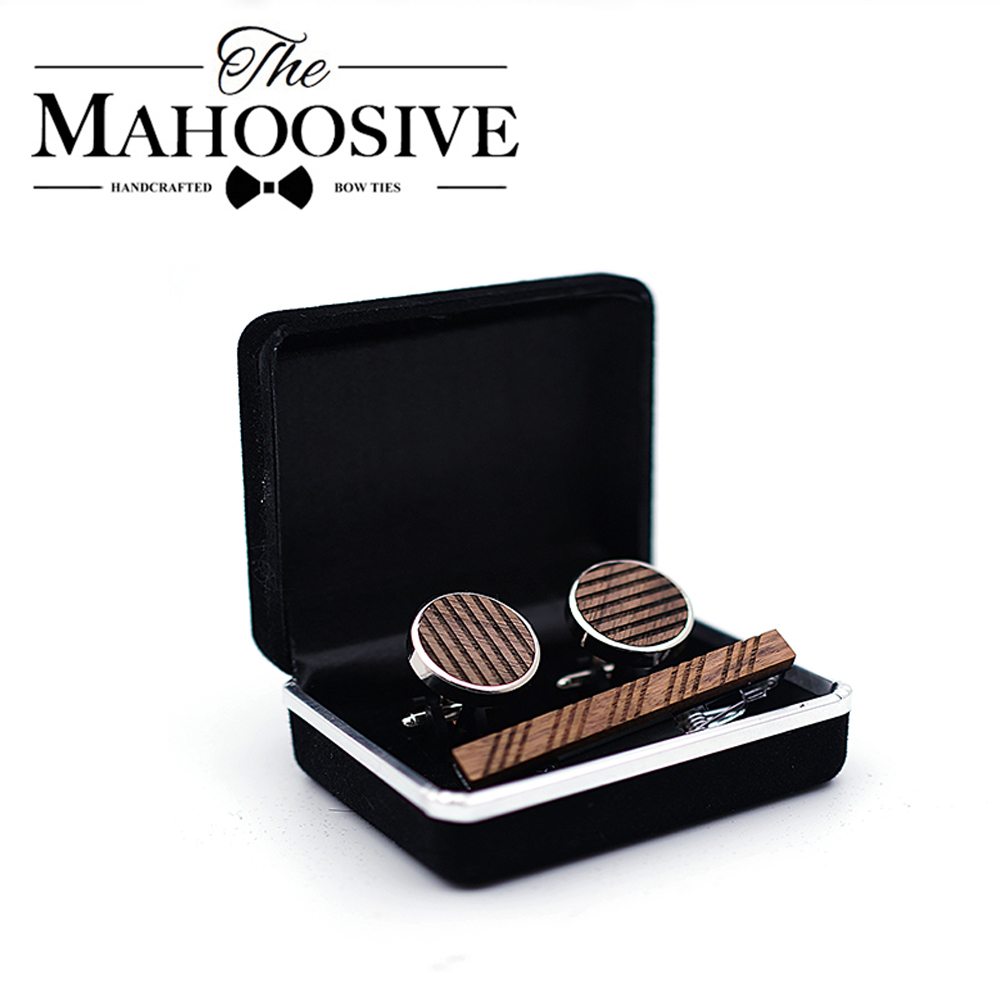 High Quality Wood Cuff links n - Tie Bar Set Gift incelemesi ve fiyatı