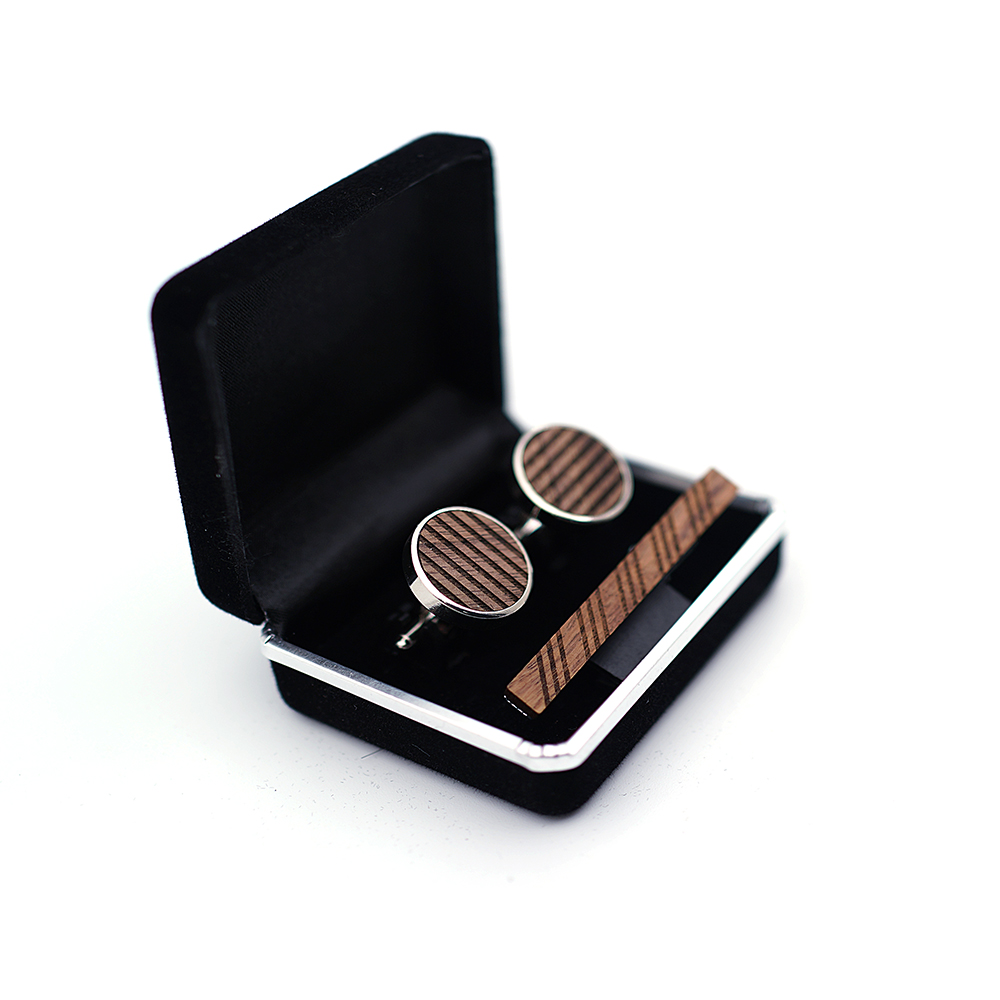 High Quality Wood Cuff links n - Tie Bar Set Gift incelemesi ve fiyatı
