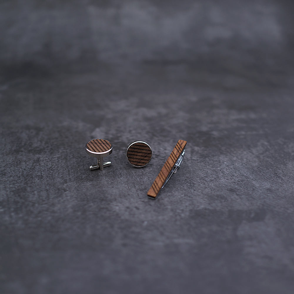 High Quality Wood Cuff links n - Tie Bar Set Gift incelemesi ve fiyatı
