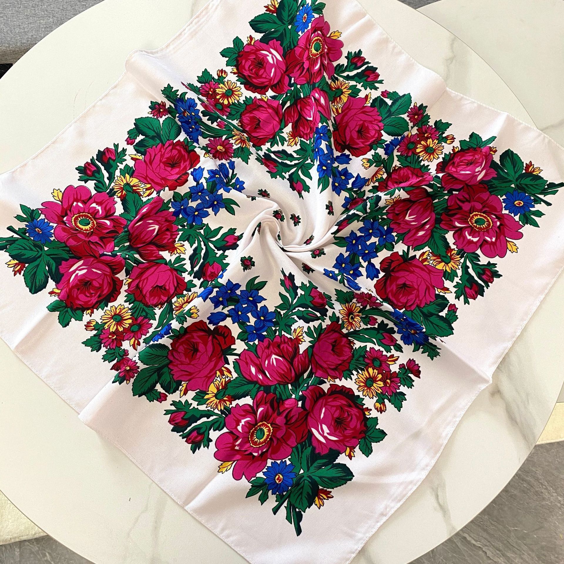 70*70cm Russian Floral Square  - Bandana Cotton incelemesi ve fiyatı
