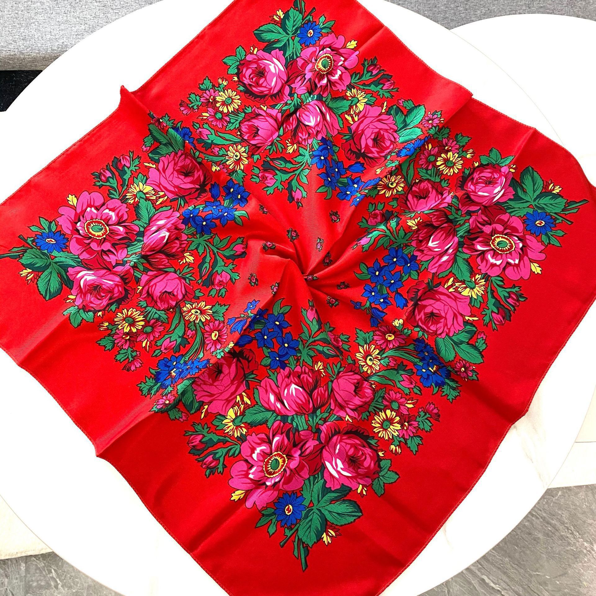 70*70cm Russian Floral Square  - Bandana Cotton incelemesi ve fiyatı