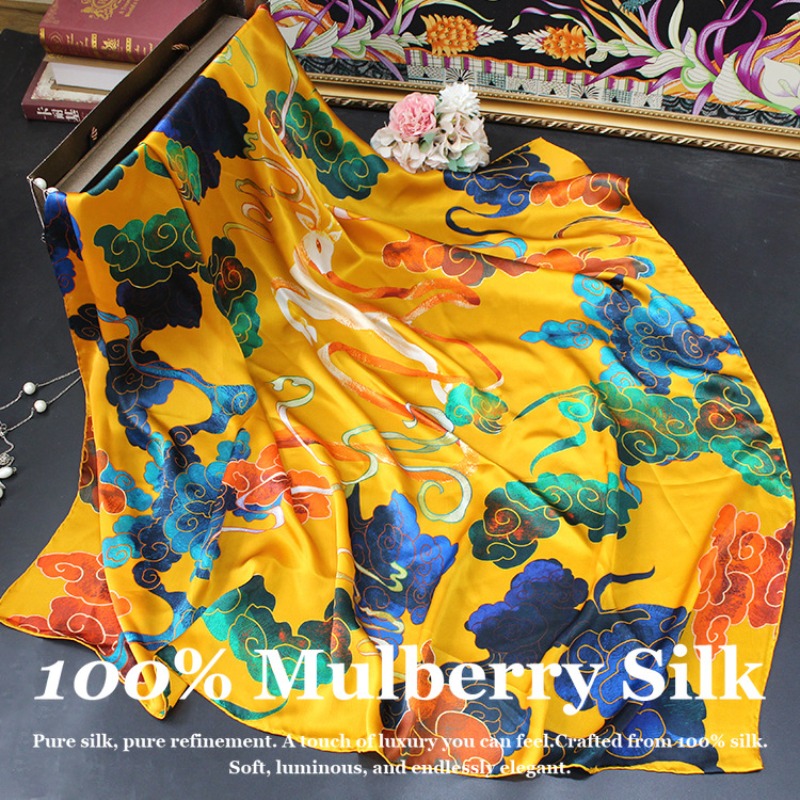 New Luxury 110x110cm Real Silk - Pashmina Wrap Large incelemesi ve fiyatı