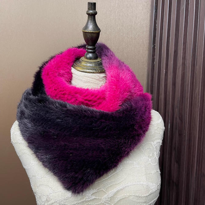Ombre Color Genuine Mink Fur S - Infinity Scarf Knit incelemesi ve fiyatı