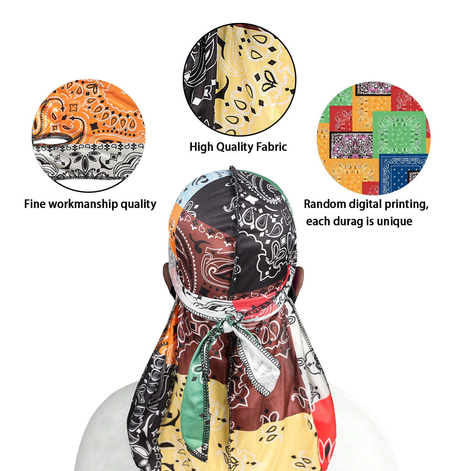 Paisley Printing Silky Durags  - Bandana Doo Rag incelemesi ve fiyatı