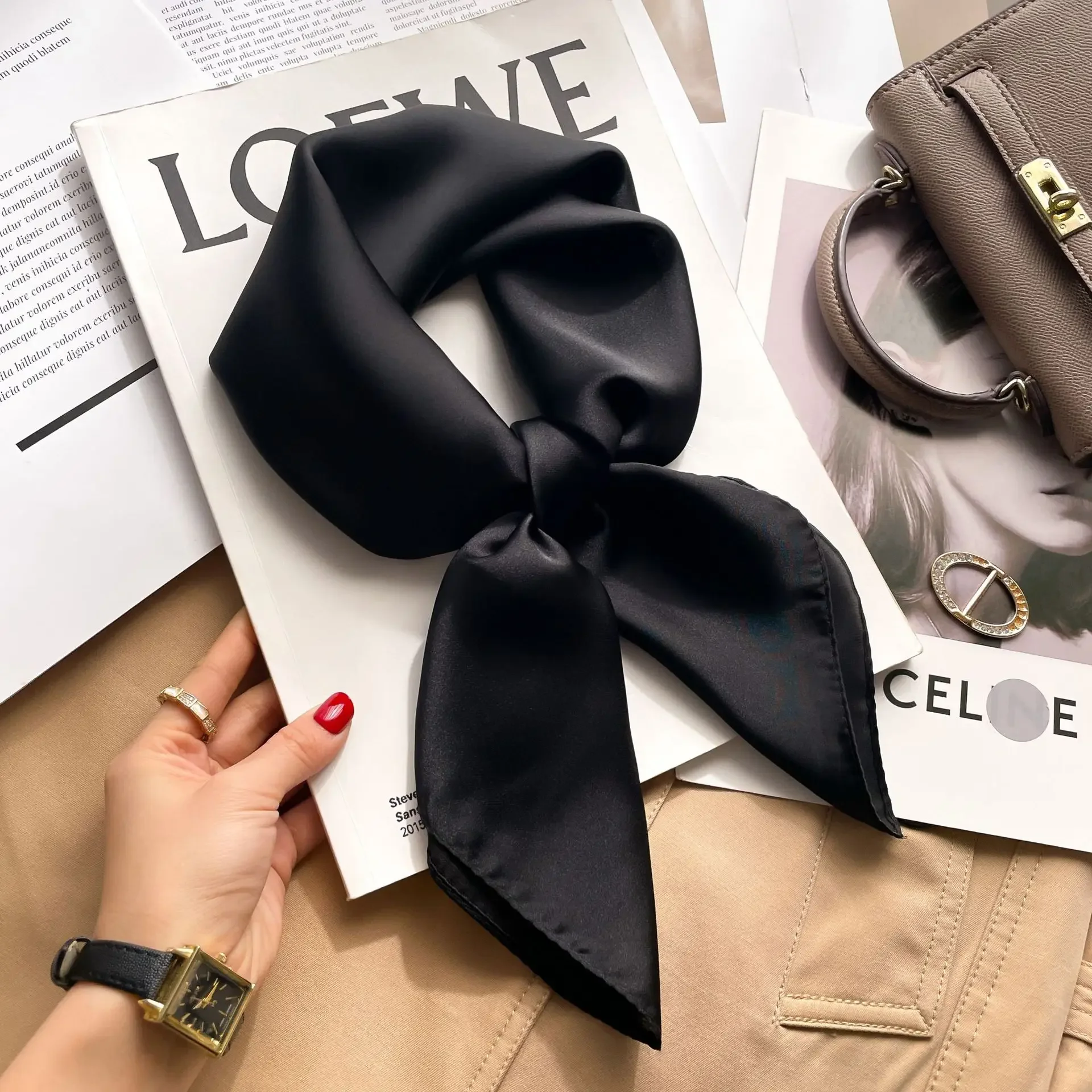 70cm Solid Colors Neckerchief  - Scarf Silk Square incelemesi ve fiyatı