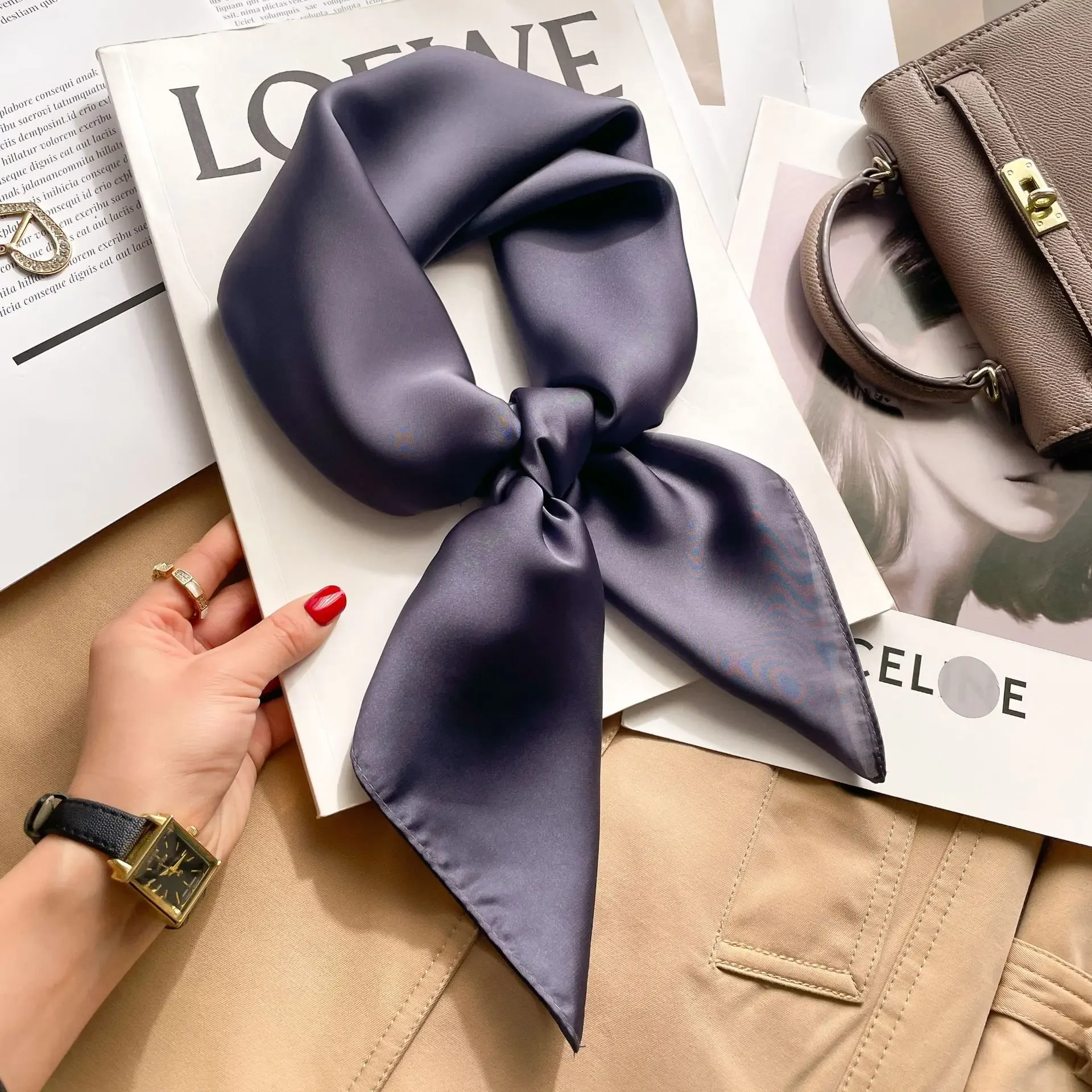 70cm Solid Colors Neckerchief  - Scarf Silk Square incelemesi ve fiyatı