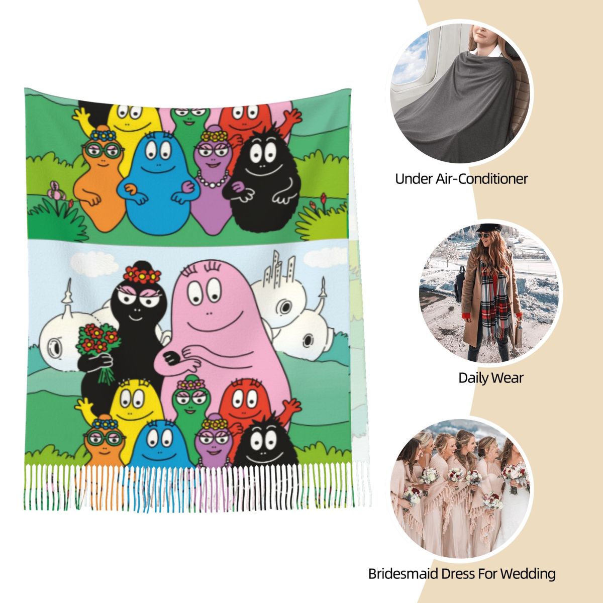 Les Barbapapa Family Shawls Wr - Pashmina Wrap Large incelemesi ve fiyatı