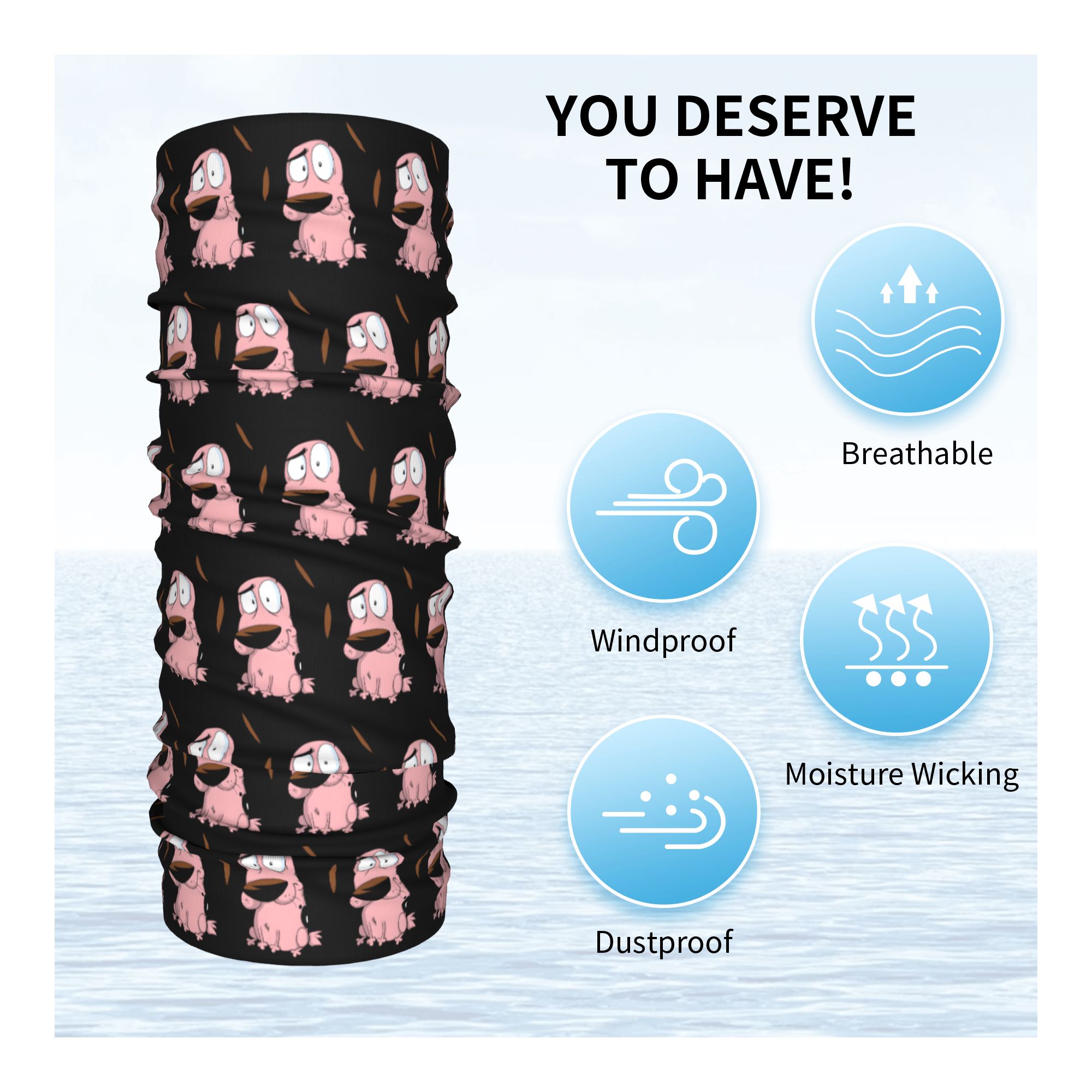 Custom Cartoon Courage Dog Win - Neck Warmer Tube incelemesi ve fiyatı