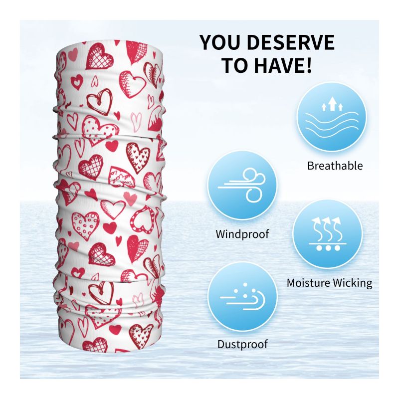 Pink Red Love Hearts Bandana N - Neck Warmer Tube incelemesi ve fiyatı
