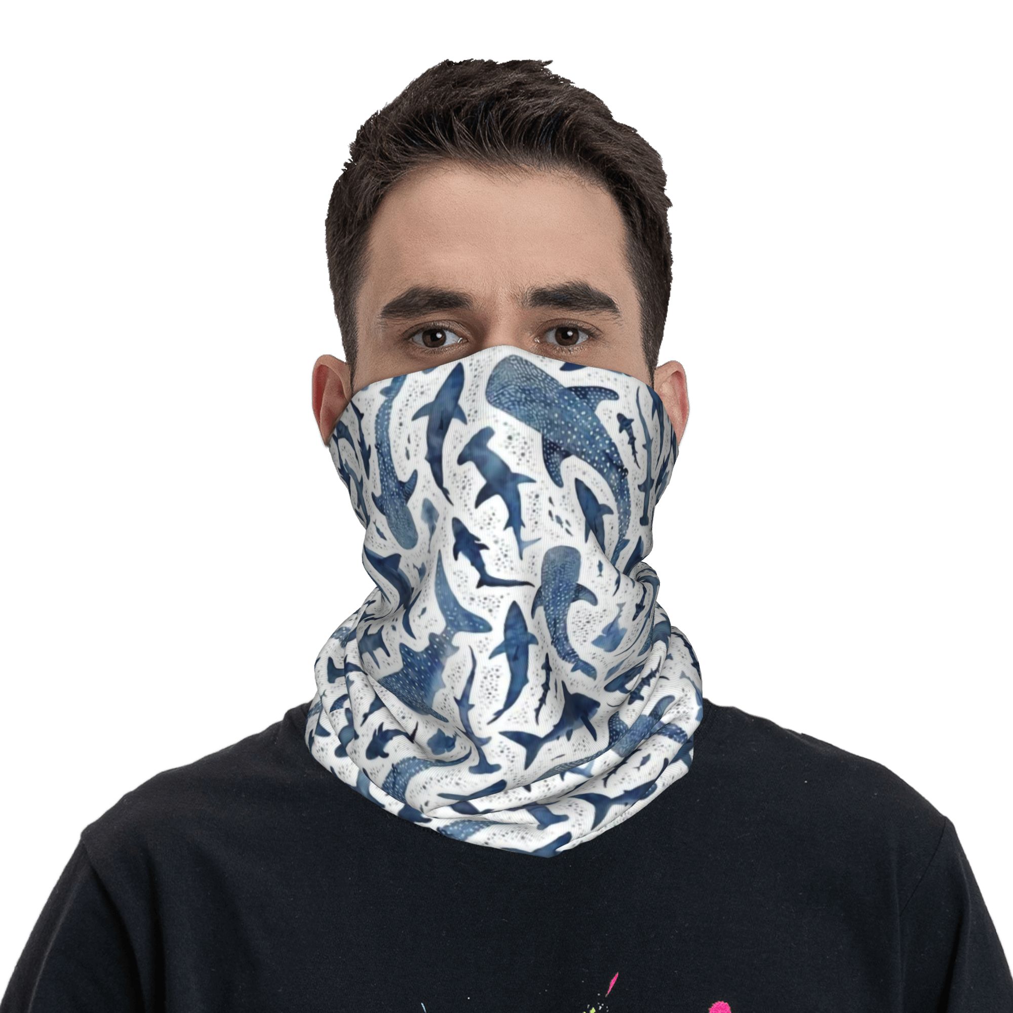 Custom Blue Watercolour Shark  - Neck Warmer Tube incelemesi ve fiyatı