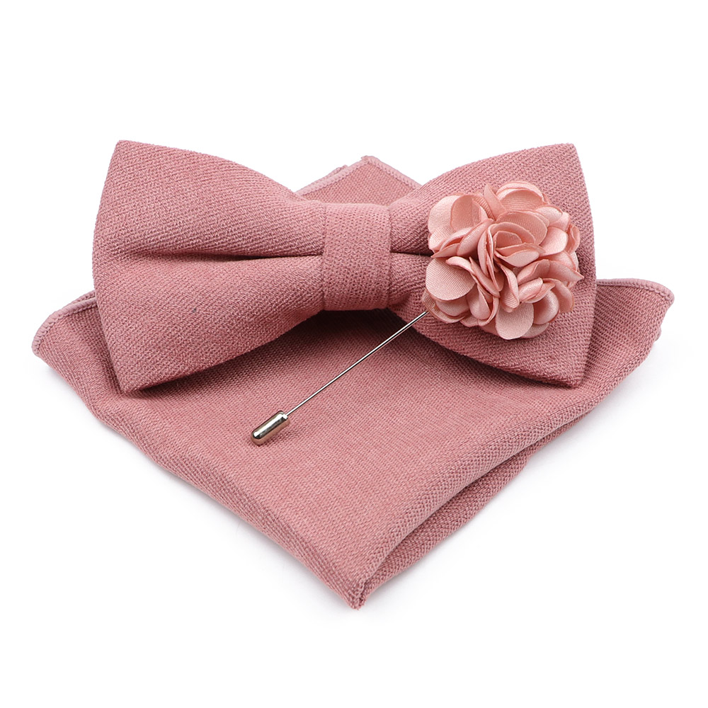 Mens Solid Color Cotton Bowtie - Handkerchief Cotton Men incelemesi ve fiyatı