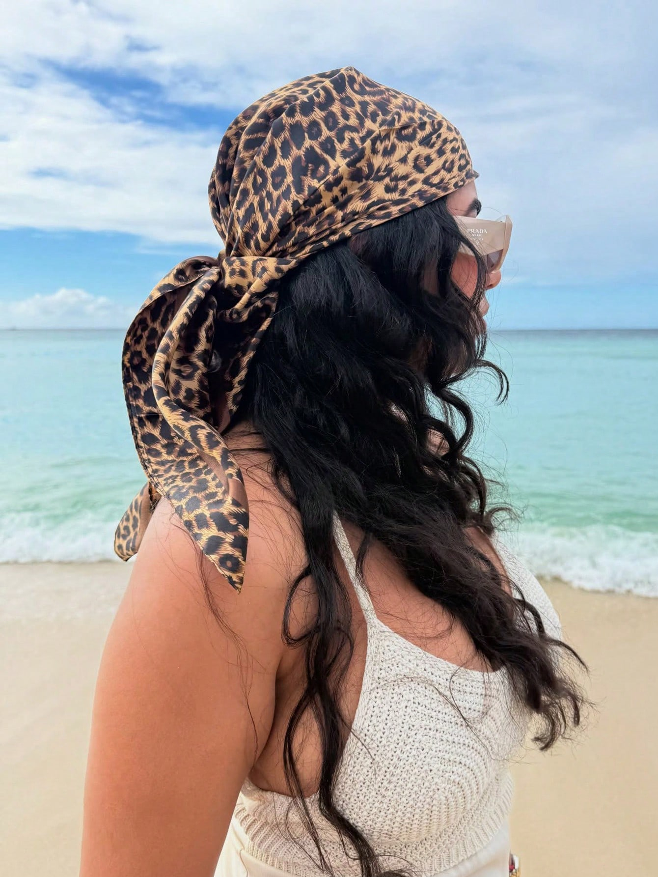 90cm Leopard Print Neckerchief - Face Scarf Mask incelemesi ve fiyatı