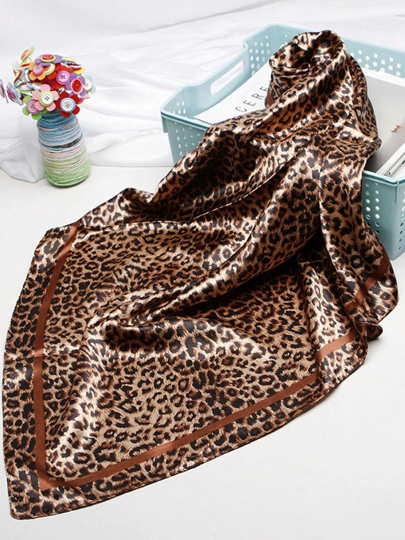 90cm Leopard Print Neckerchief - Face Scarf Mask incelemesi ve fiyatı