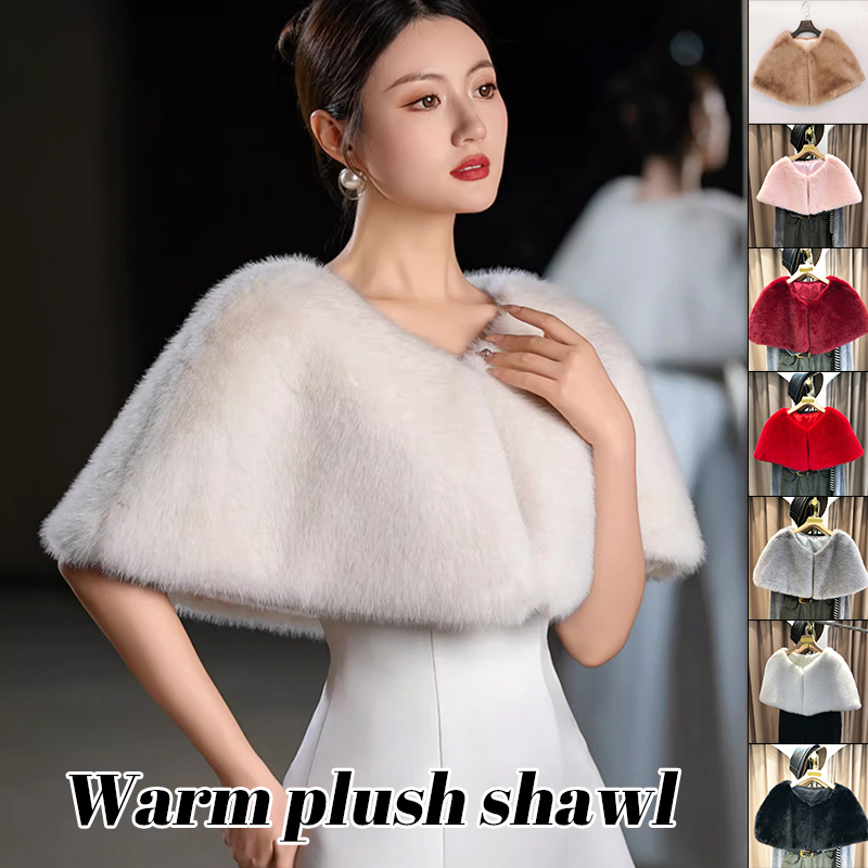 Women Winter Faux Fur Shawl El - Stole Wedding Shawl incelemesi ve fiyatı
