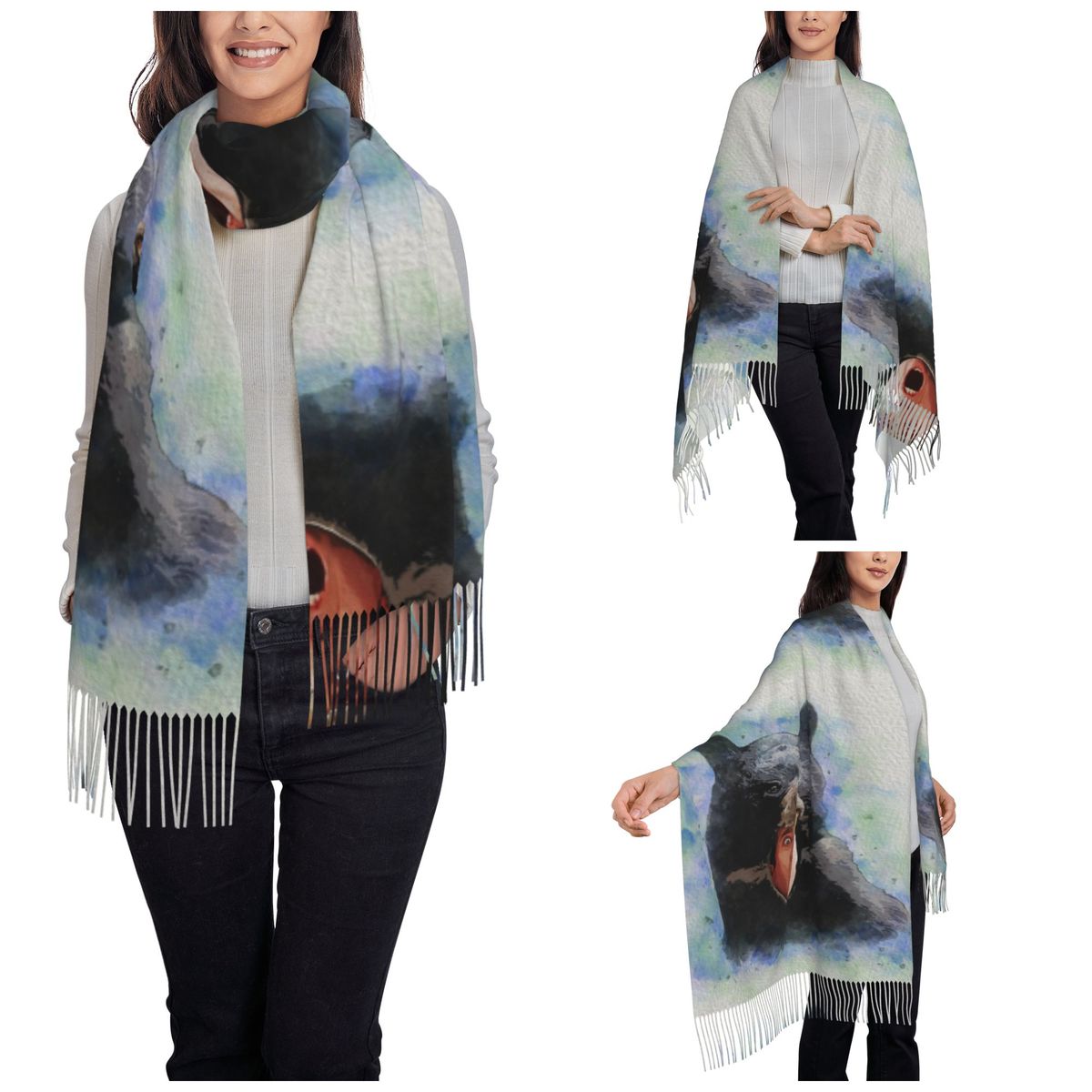 Cage Bear Watercolor Scarf for - Pashmina Wrap Large incelemesi ve fiyatı