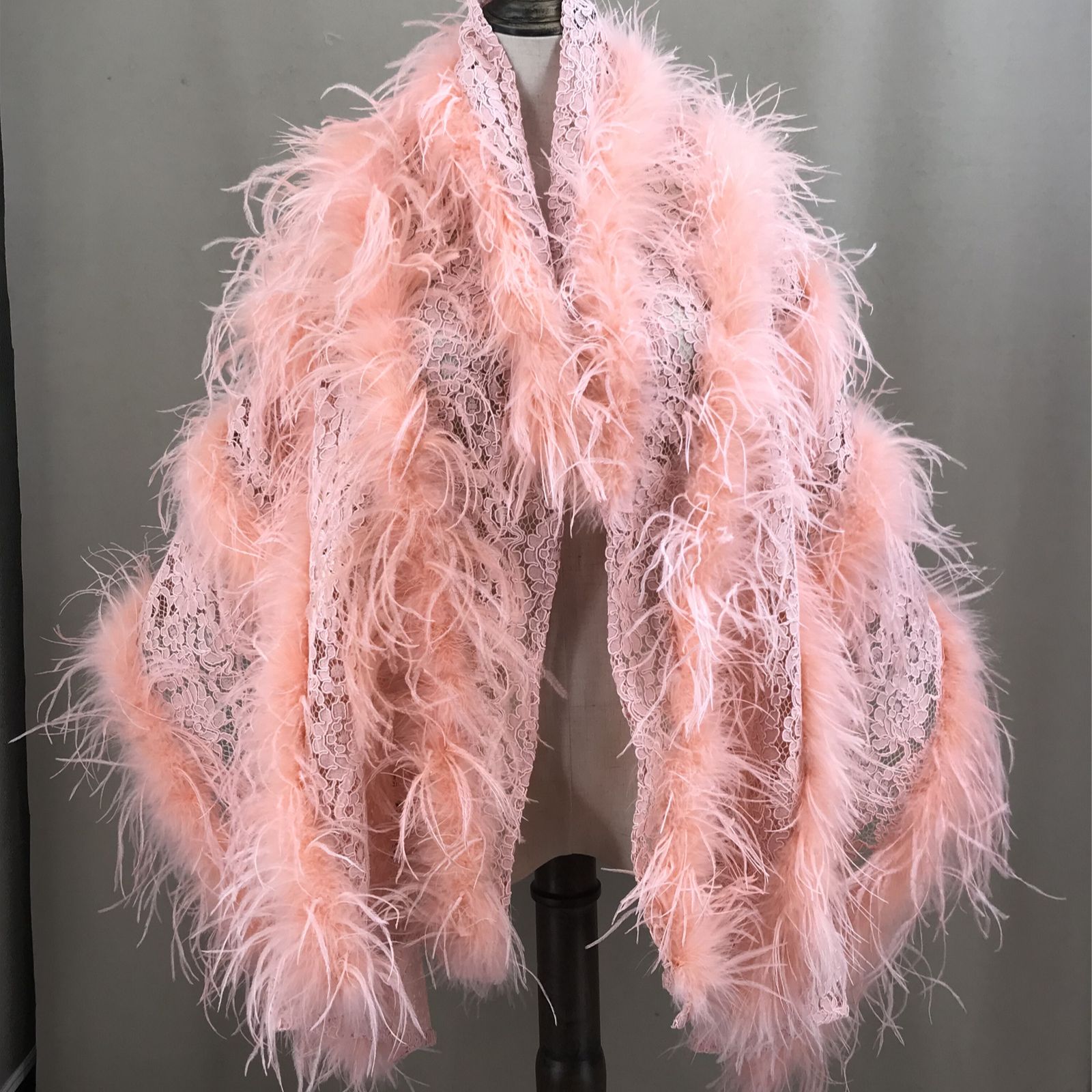 Real Ostrich Feather Lace Shaw - Stole Wedding Shawl incelemesi ve fiyatı