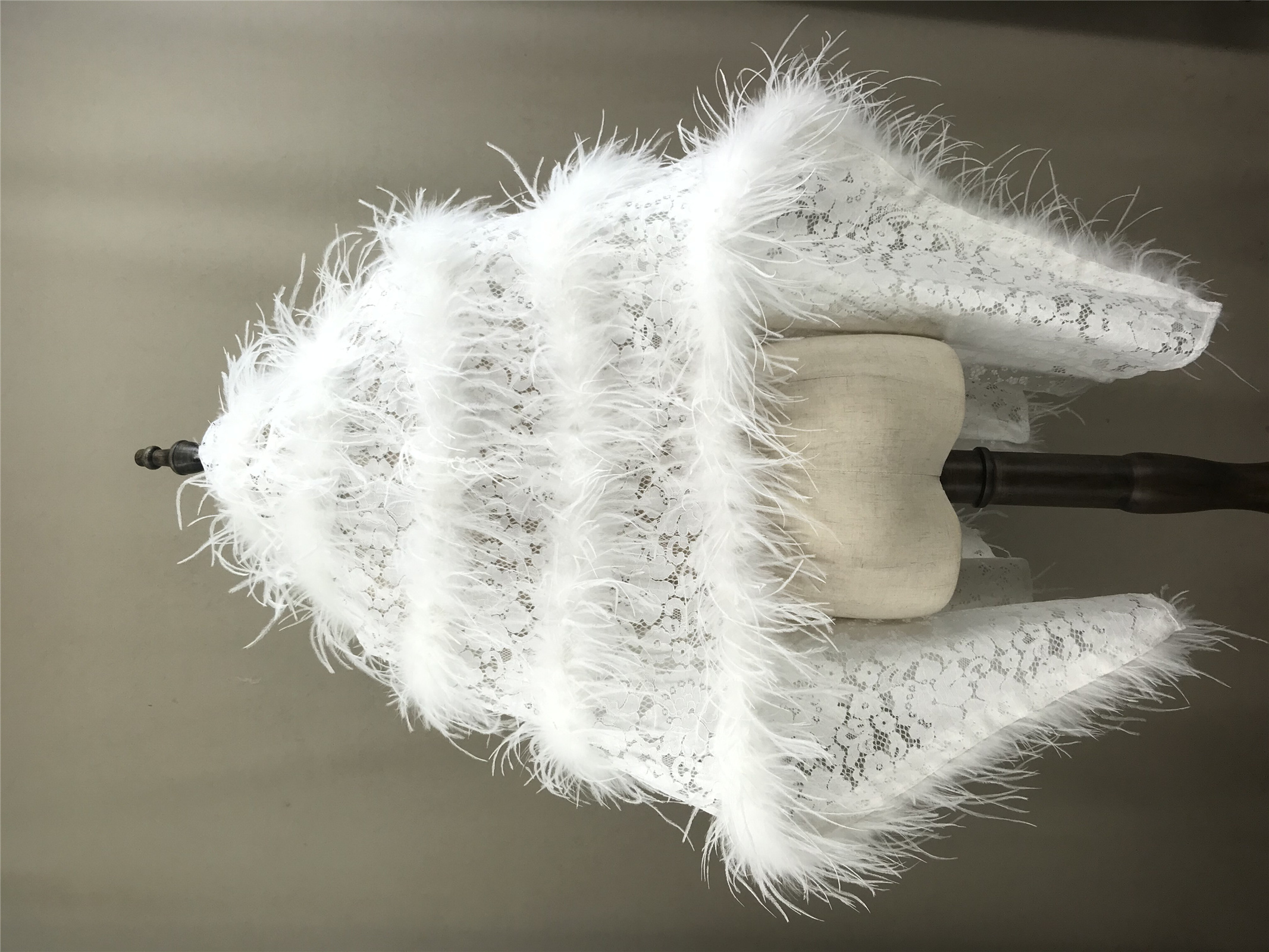 Real Ostrich Feather Lace Shaw - Stole Wedding Shawl incelemesi ve fiyatı