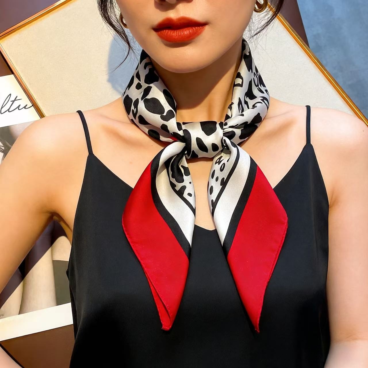1pc Faux Silk Retro Leopard Pr - Bandana Cotton incelemesi ve fiyatı