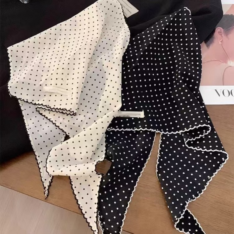 Black White Polka Dot Scarf fo - Ascot Neck Scarf incelemesi ve fiyatı