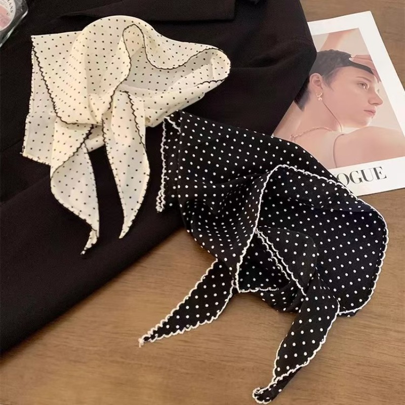 Black White Polka Dot Scarf fo - Ascot Neck Scarf incelemesi ve fiyatı