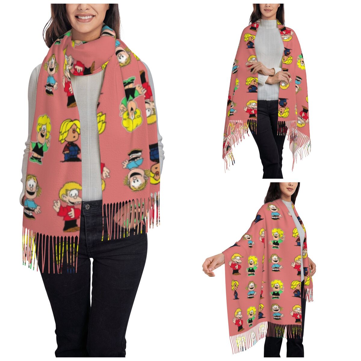 Womens Tassel Scarf Mafaldas C - Pashmina Wrap Large incelemesi ve fiyatı