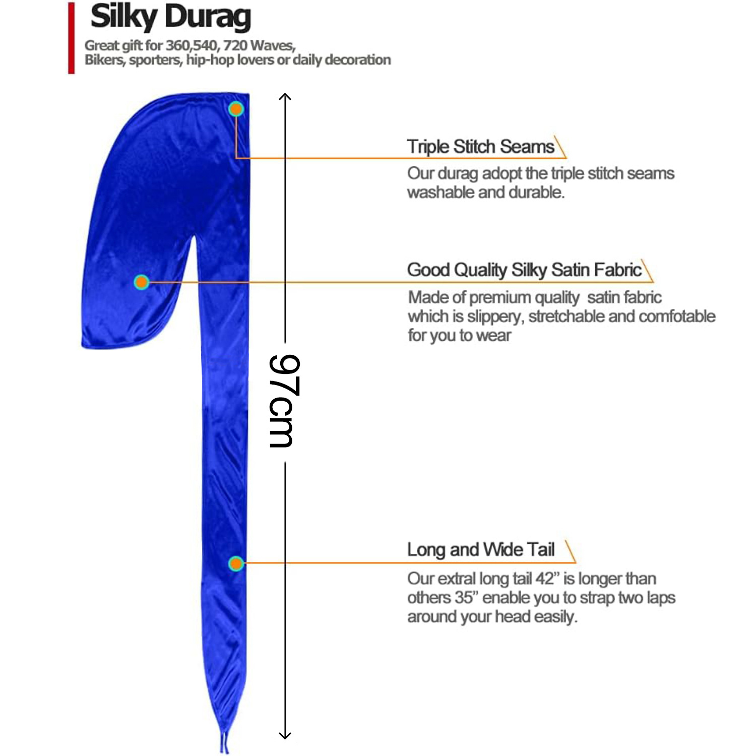 Men Satin Breathable Silky Dur - Bandana Doo Rag incelemesi ve fiyatı