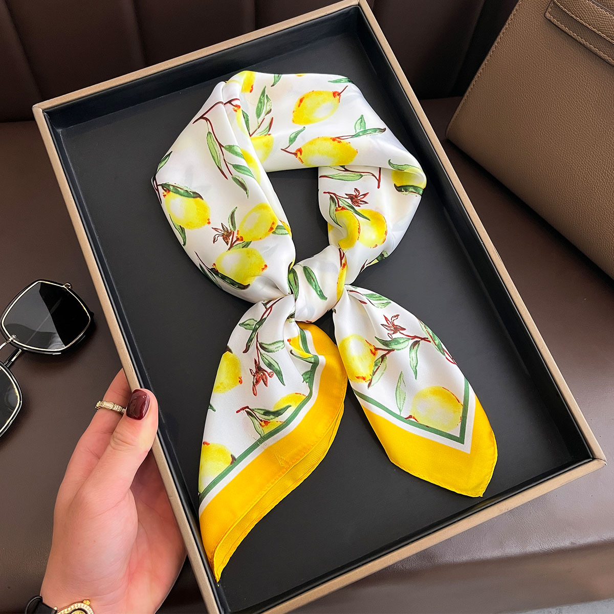 2025 New Yellow Lemon Print Sq - Face Scarf Mask incelemesi ve fiyatı