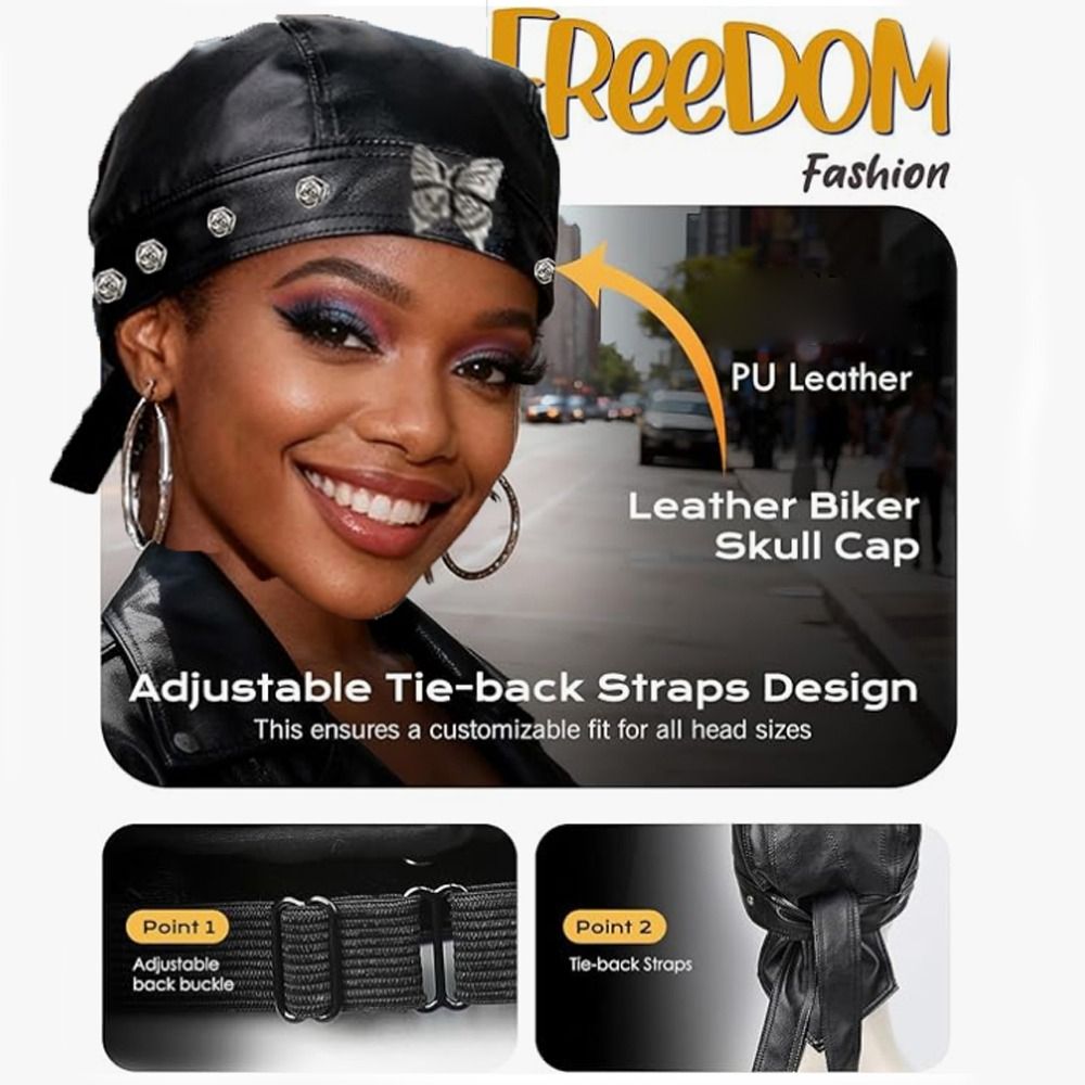 PU Leather Black Biker Cap Doo - Bandana Doo Rag incelemesi ve fiyatı