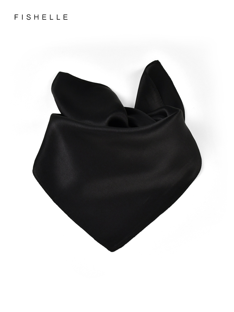 Solid color black pure silk sc - Ascot Neck Scarf incelemesi ve fiyatı