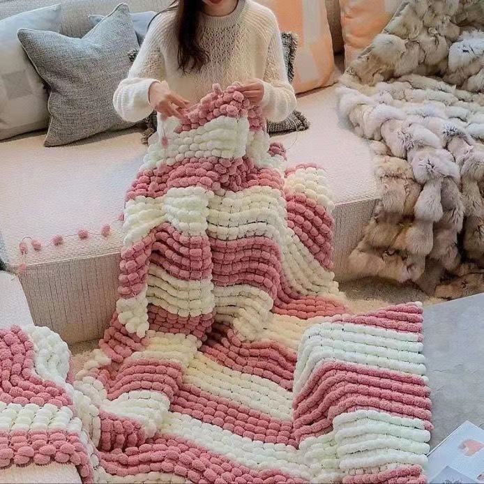 130G/Roll Pompom Yarn Mixed Co - Woven Scarf Blanket incelemesi ve fiyatı