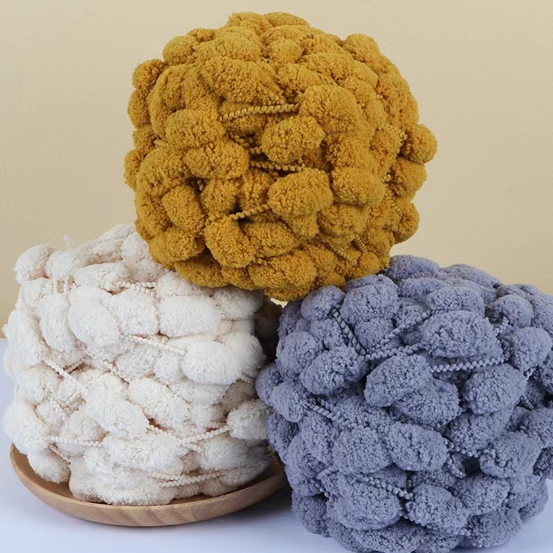 130G/Roll Pompom Yarn Mixed Co - Woven Scarf Blanket incelemesi ve fiyatı