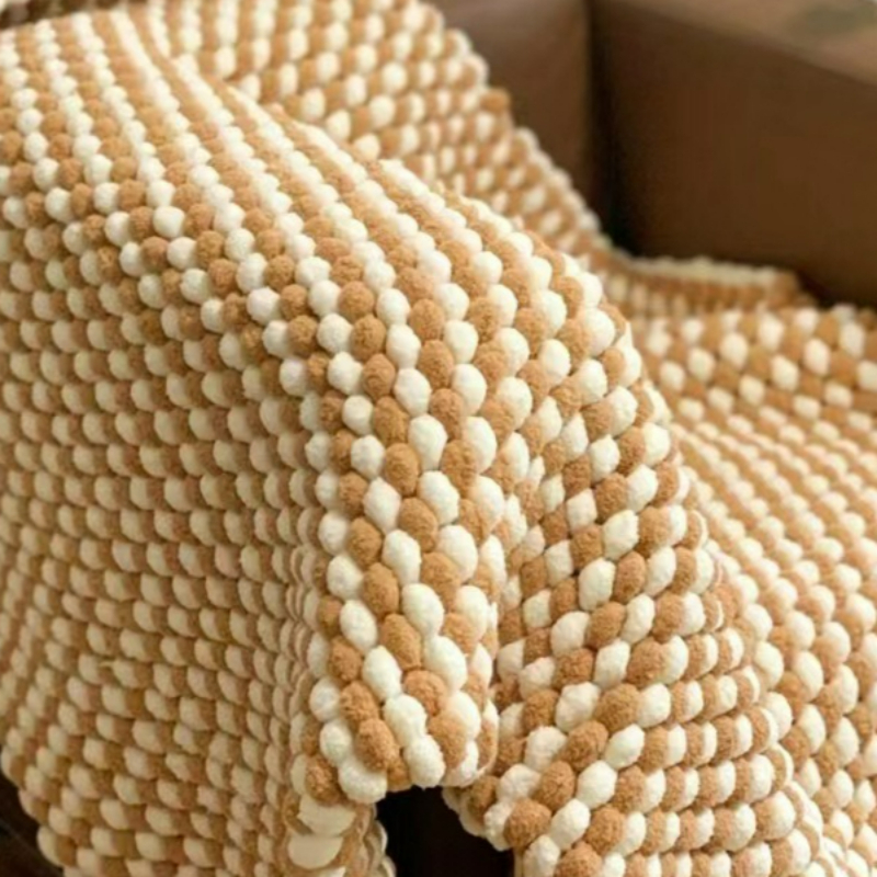 130G/Roll Pompom Yarn Mixed Co - Woven Scarf Blanket incelemesi ve fiyatı