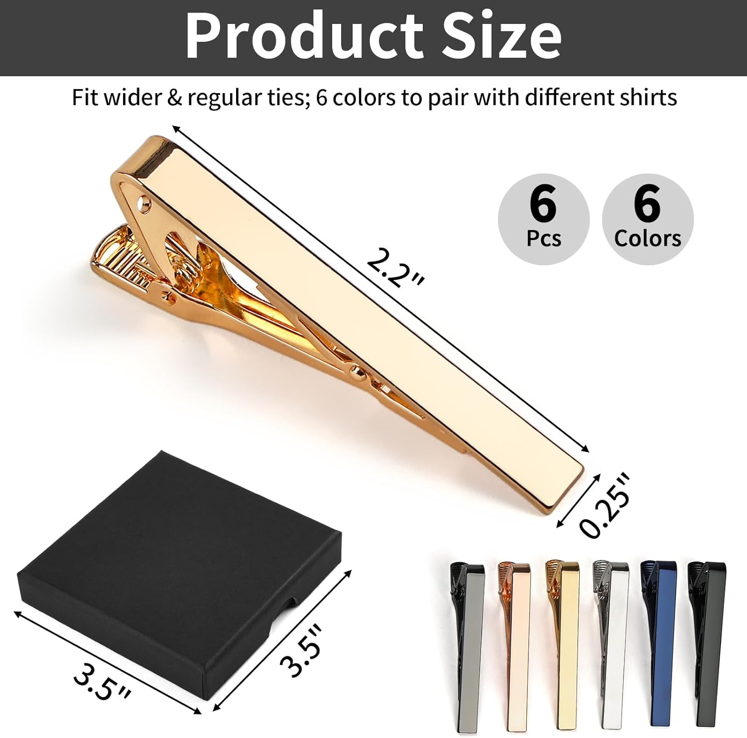 6 Tie Clips for Men, Classic S - Tie Bar Set Gift incelemesi ve fiyatı