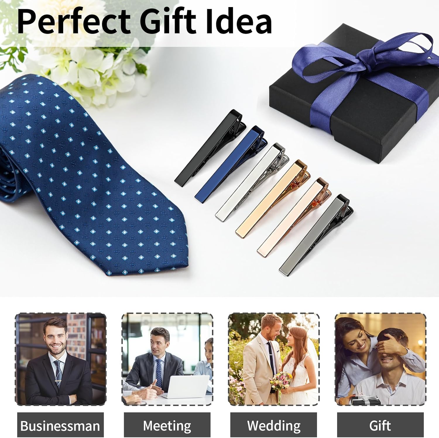 6 Tie Clips for Men, Classic S - Tie Bar Set Gift incelemesi ve fiyatı