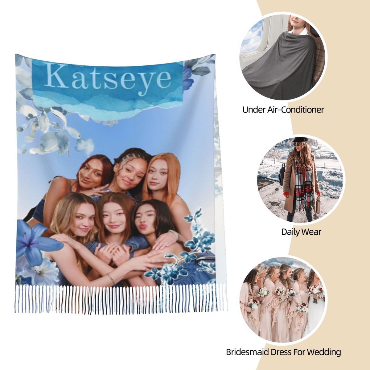 Katseye Kpop Scarf for Women W - Pashmina Wrap Large incelemesi ve fiyatı