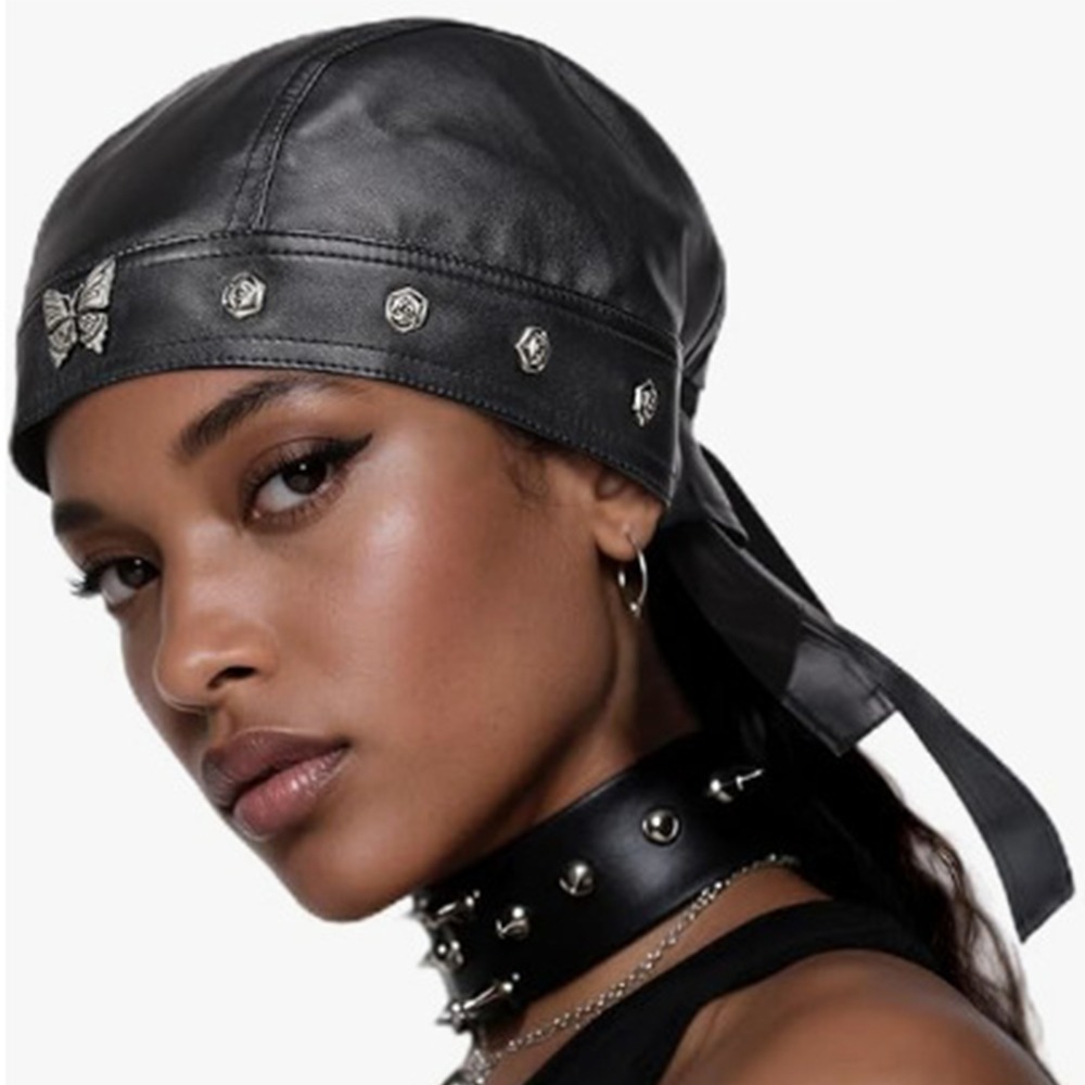 New PU Leather Black Biker Cap - Bandana Doo Rag incelemesi ve fiyatı