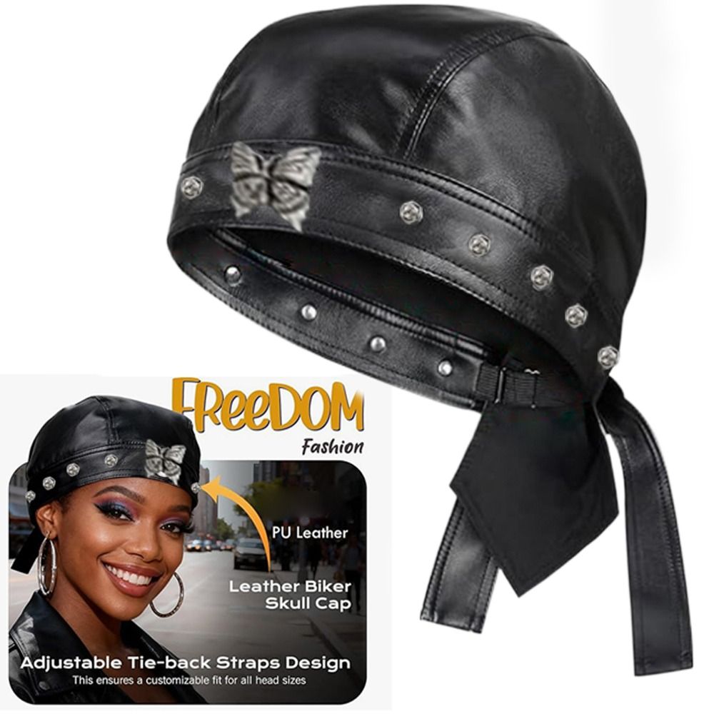 New PU Leather Black Biker Cap - Bandana Doo Rag incelemesi ve fiyatı